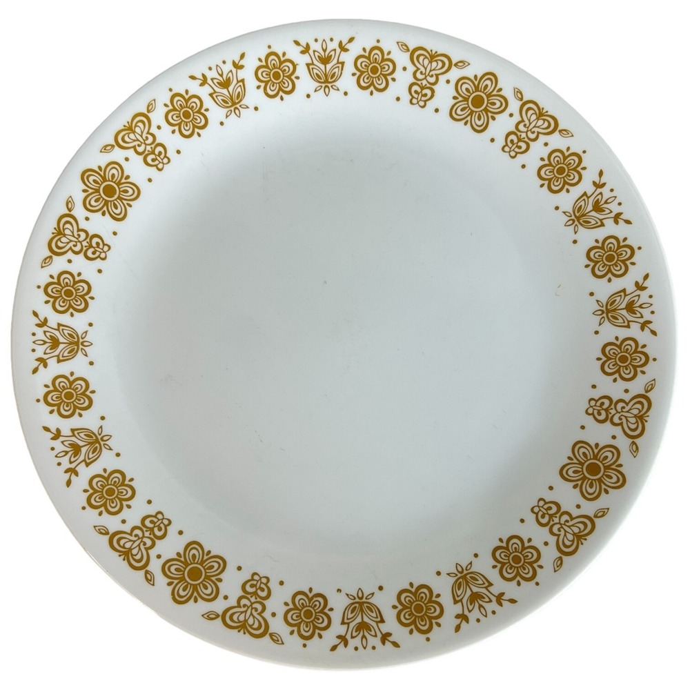 7 Corelle Butterfly Gold Dinner Plates Set 10 1/4 Inch Vitrelle Corning Vintage - Picture 4 of 12